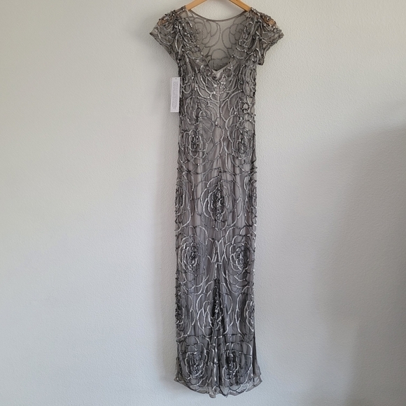 Aidan Mattox silver sequin formal ball gown dress - Picture 9 of 13